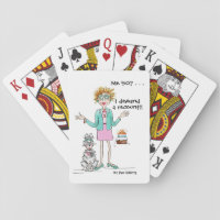 50th birthday fun drawing woman and dog in denial playing cards