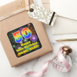 [ Thumbnail: 50th Birthday: Fun Fireworks Look, Rainbow # 50 Sticker ]