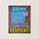 [ Thumbnail: 50th Birthday ~ Fun, Urban Graffiti Inspired Look Jigsaw Puzzle ]