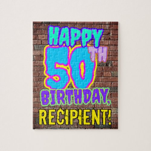 50th Birthday  Fun Urban Graffiti Inspired Look Jigsaw Puzzle