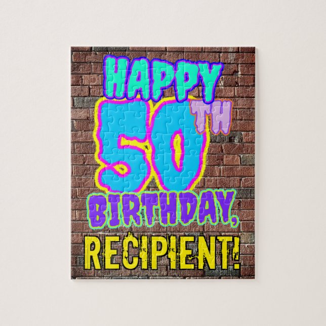 50th Birthday ~ Fun, Urban Graffiti Inspired Look Jigsaw Puzzle (Vertical)