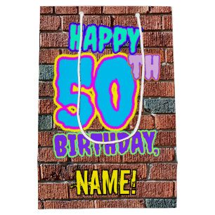 50th Birthday: Fun, Urban Graffiti Inspired Look Medium Gift Bag