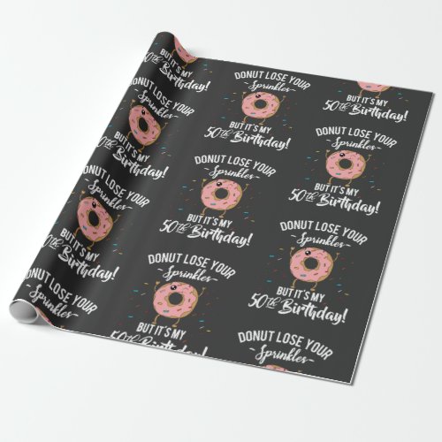 50th Birthday Funny Donut Fifty Years Old Party Wrapping Paper