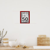 50th Birthday Funny Grungy Speed Limit Sign Poster (Kitchen)