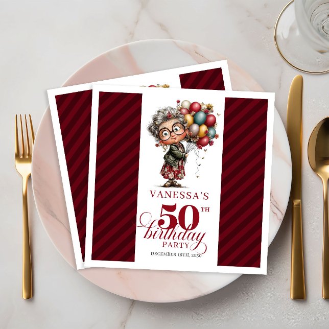 50th Birthday Funny Old Lady Napkins Party Theme  (50th Birthday Funny Old Lady Napkins Party Theme Decor)