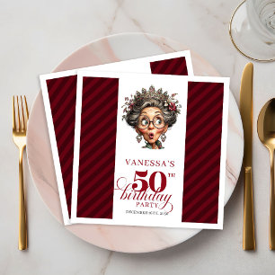 50th Birthday Funny Old Lady Whimsical Paper Napki Dinner Napkins