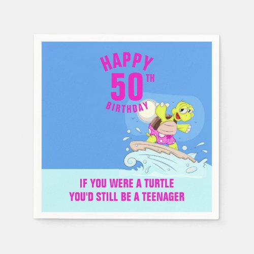 50th birthday funny quote turtle napkins