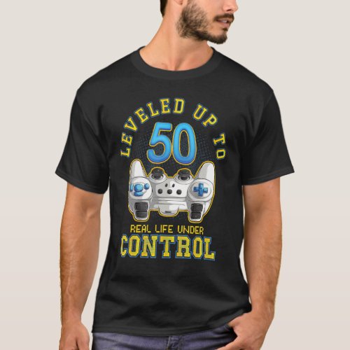 50th Birthday Gamer Leveled Up To 50 Years Gaming  T_Shirt