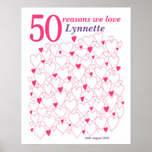 50th Birthday Gift Any Color Guest Book Poster