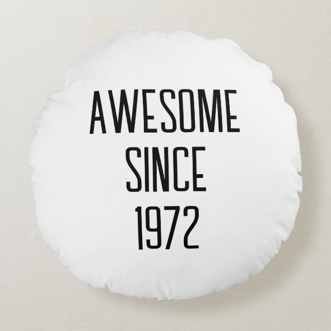 50th Birthday Gift Fifty Years Old Typography Text Round Pillow (Front)