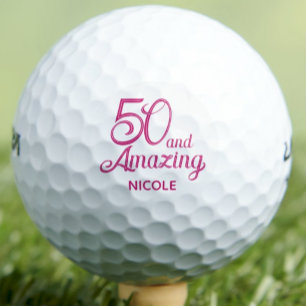50th Birthday Gift for Daughter Pink Chic Keepsake Golf Balls