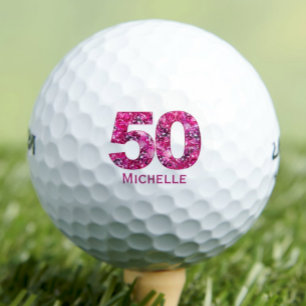 50th Birthday Gift for Girlfriend – Floral 50 Golf Balls