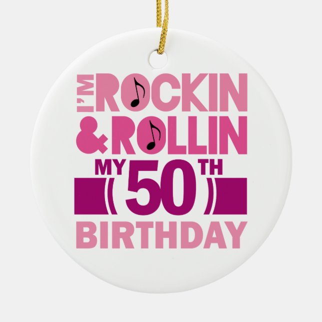 50th Birthday Gift Idea For Female Ceramic Ornament (Front)