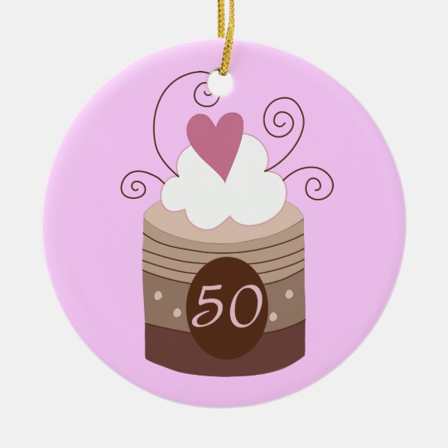 50th Birthday Gift Ideas For Her Ceramic Ornament (Front)