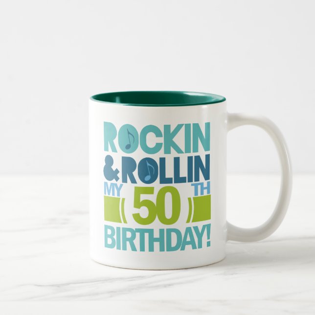 50th Birthday Gift Ideas Two-Tone Coffee Mug (Right)