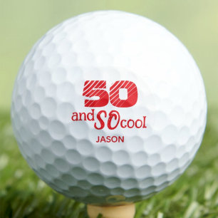 50th Birthday Gift SO Cool Orange Red Custom Golf Balls