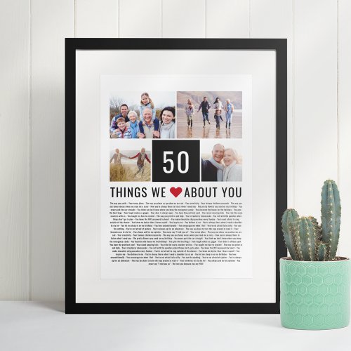 50th Birthday Gift Things We Love List Photos Poster