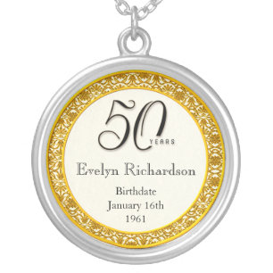 50th Birthday Gift - Vintage Gold Lace Pendant