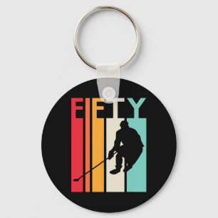 50th Birthday Gift Vintage Hockey  50 Year Old Bir Keychain