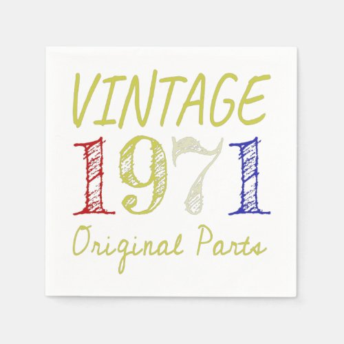 50th Birthday Gift Vintage Retro 1971 Napkins