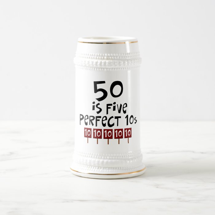50th birthday gifts, 50 is 5 perfect 10s mugs