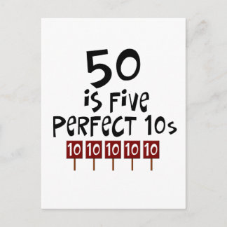 50th birthday gifts, 50 is 5 perfect 10s! postcard