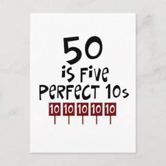50th birthday gifts, 50 is 5 perfect 10s! postcard