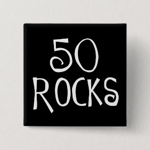 50th birthday gifts, 50 ROCKS Button