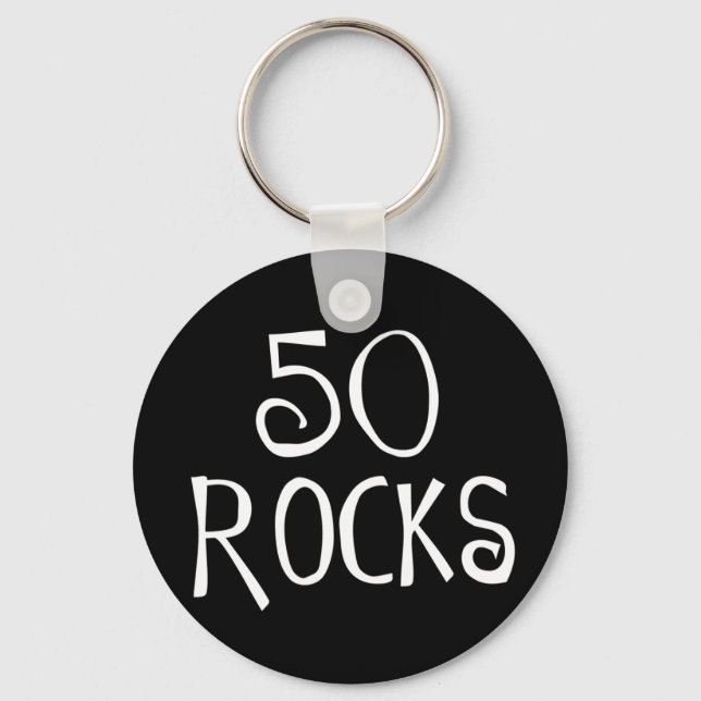 50th birthday gifts, 50 ROCKS Keychain (Front)