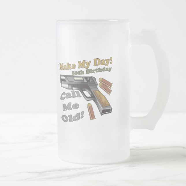50th Birthday Gifts Frosted Glass Beer Mug (Right)