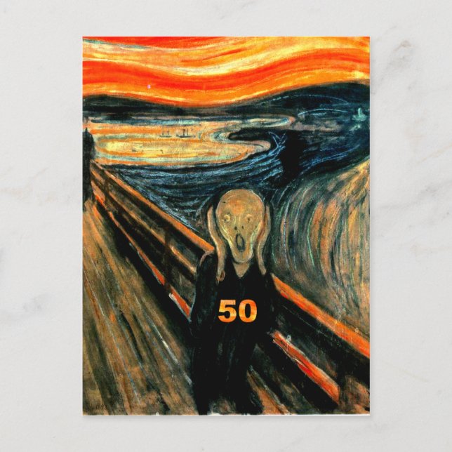 50th Birthday Gifts, The Scream 50! Postcard (Front)
