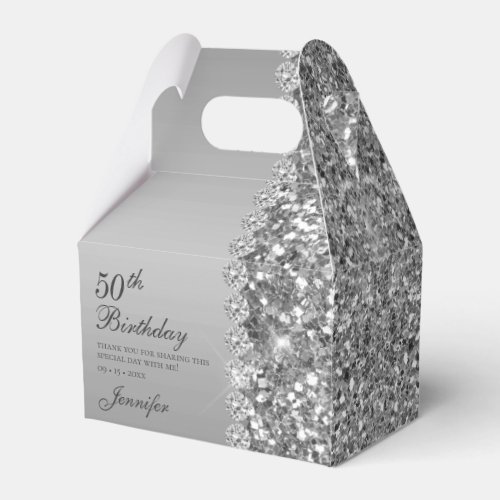 50th Birthday Glitter Diamonds Thank You Favor Boxes