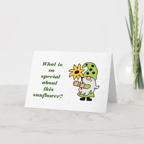 50th BIRTHDAY GNOME SENDS SUNFLOWER   Card