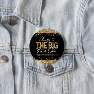 50th Birthday Gold and Black Big Five-Oh Button