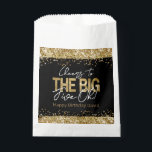 50th Birthday Gold and Black Big Five-Oh Favor Bag<br><div class="desc">Elegant Faux gold glitter with shimmering confetti highlights on the top and bottom border. All text is adjustable and easy to change for your own party needs. Great elegant 50th birthday template design.</div>