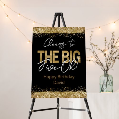 50th Birthday Gold and Black Big Five_Oh Foam Board