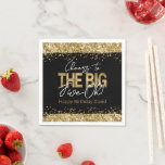 50th Birthday Gold and Black Big Five-Oh Napkins<br><div class="desc">Elegant Faux gold glitter with shimmering confetti highlights on the top and bottom border. All text is adjustable and easy to change for your own party needs. Great elegant 50th birthday template design.</div>