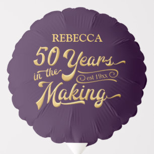 50th Birthday   Gold and Changeable Purple Color Balloon