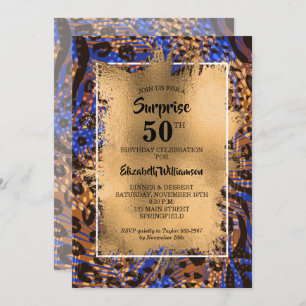 50th Birthday Gold Animal Print Invitation