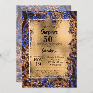 50th Birthday Gold Animal Print Invitations