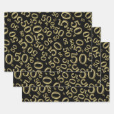 Black Gold Jeweled Champagne 50th Celebration Wrapping Paper Sheets