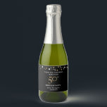 50th birthday gold black theme confetti thank you sparkling wine label<br><div class="desc">Pop the bubbly and thank your guests for coming. Use these labels for your mini sparkling wine giveaways at your 50th birthday party. An elegant black and printed gold design for your milestone birthday celebration. Personalize with your name and other greetings. Black gold print confetti dot design adds to the...</div>