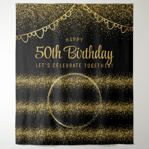 50th Birthday Gold Celebration Photo Backdrop