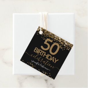 50th Birthday Gold Elegant Script Favor Tags