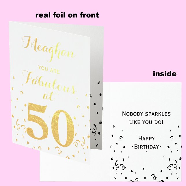 50th Birthday Gold Foil Fabulous at 50 Foil Card (Creator Uploaded)