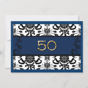 50th Birthday, Gold Foil, Invitation