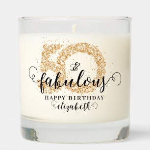 50th Birthday  Gold Glitter 50 and Fabulous Party Scented Candle