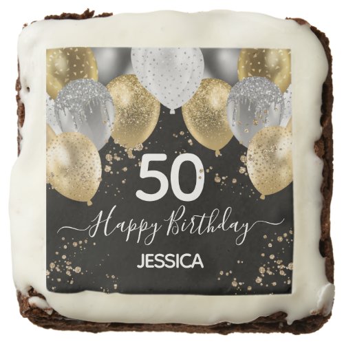 50th Birthday Gold Glitter Birthday Dozen Brownies