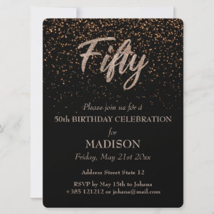 50th Birthday Gold Glitter Invitation