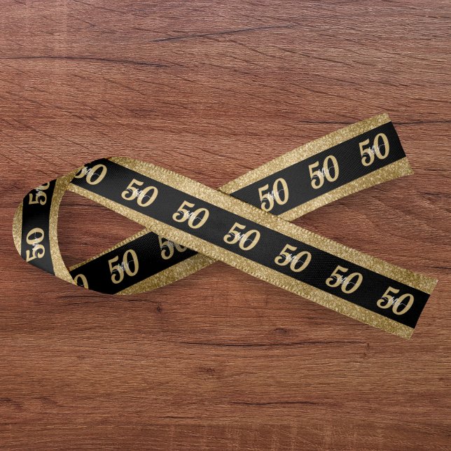 50th Birthday Gold Glitter Satin Ribbon (50th Birthday Gold Glitter Satin Ribbon
)